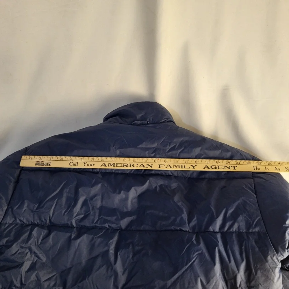 Vtg Starter Mens L Down Full Zip Winter Jacket Coat Navy White 2 Pockets